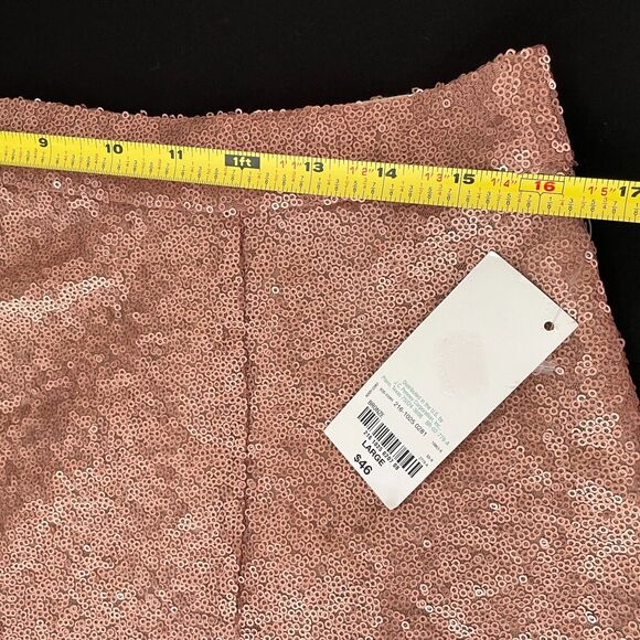 ~ NEW! Lg Sequin A-Line Miniskirt Blush Skater Mini Bronze Sparkly Lined Decree - Picture 8 of 14
